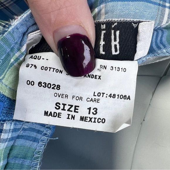 VTG 90's/Y2k Blue Green White Plaid A. BYER California Halter Dress VTG Sz  13 - Picture 7 of 12